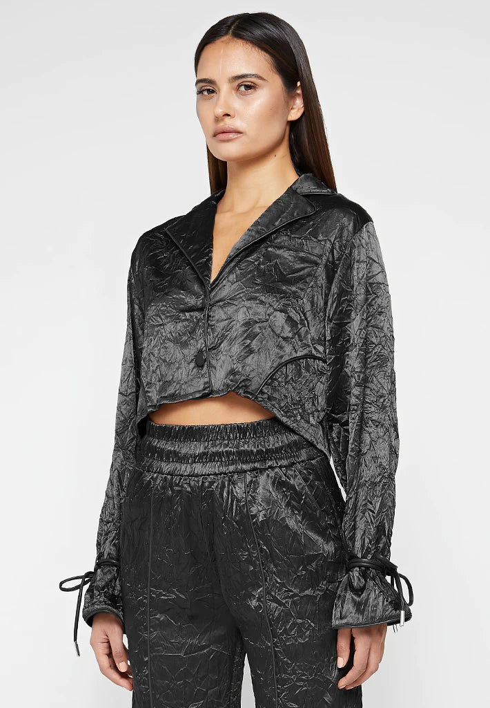 Bijoux Crinkle Satin Shirt Dress