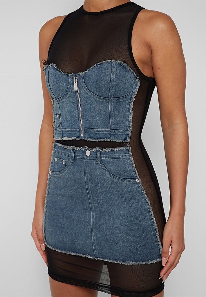 Denim Corset Bodycon Dress