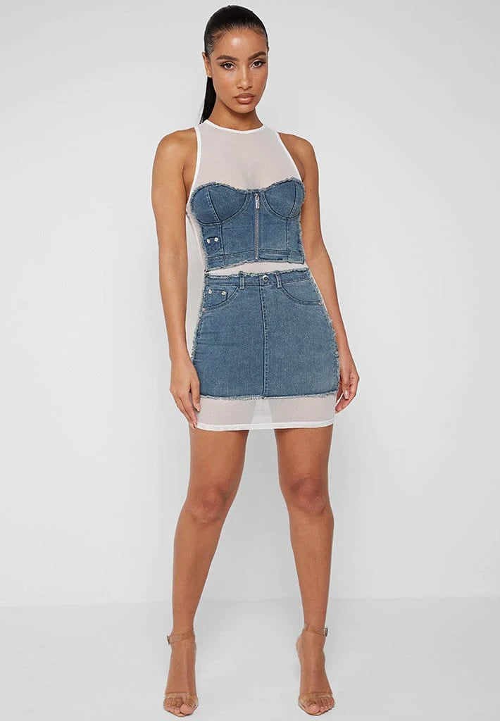 princess polly baby blue dress White mini dress With Corset - Bodycon dress | GLOWSYOU main image 0
