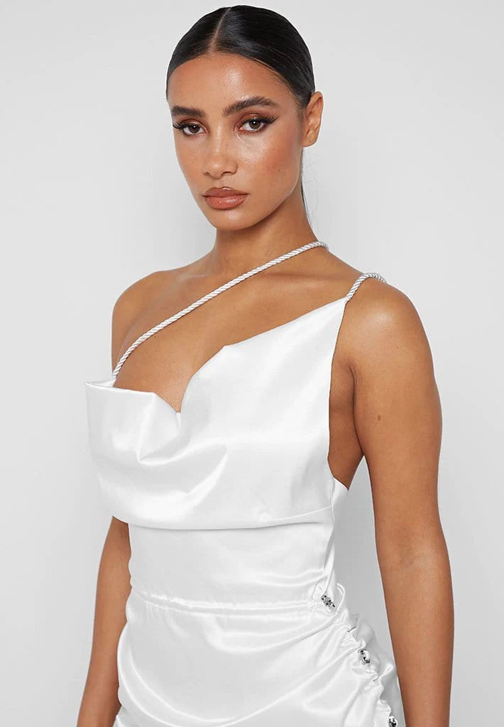 satin ruched mini dress Satin Ruched Mini Dress