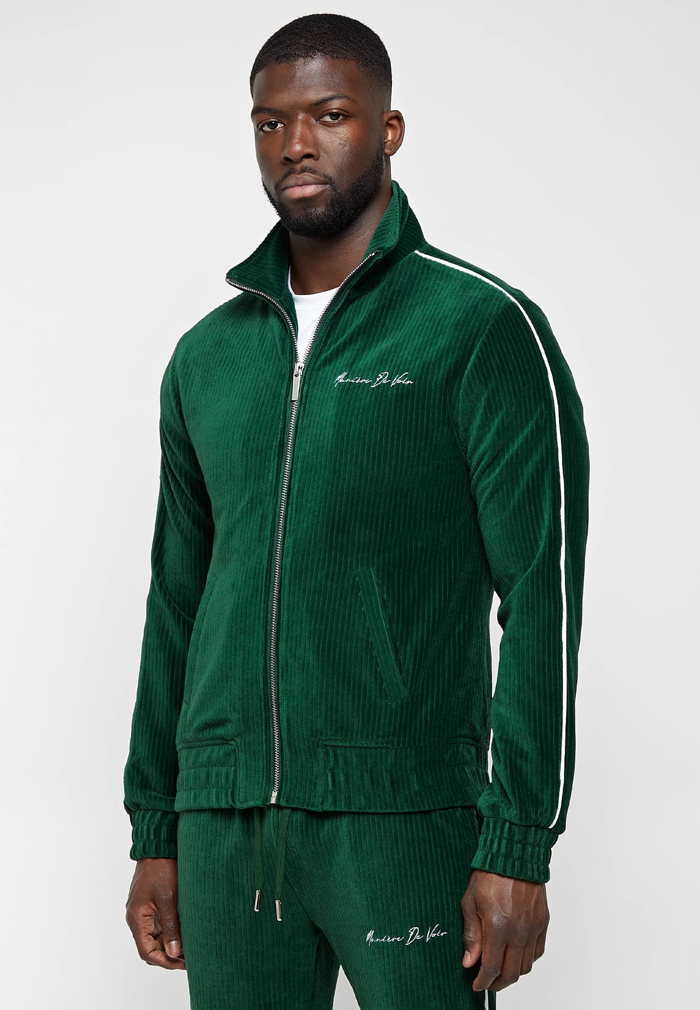 Ribbed Velour Track Jacket - Green – THE MILLI
