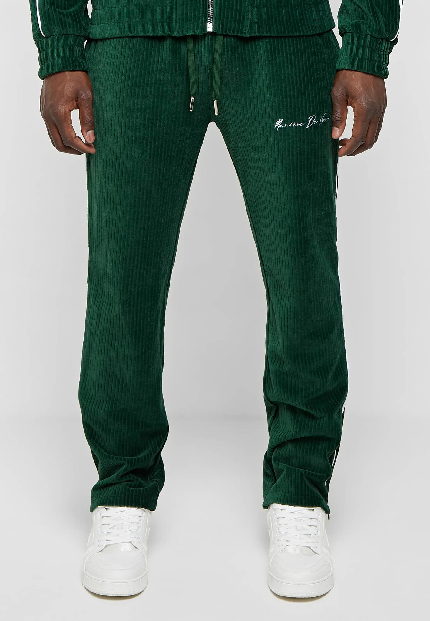 Ribbed Velour Track Pants Green – THE MILLI